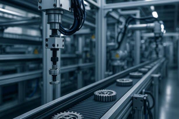 Automated machinery operating efficiently in a modern factory automation setting