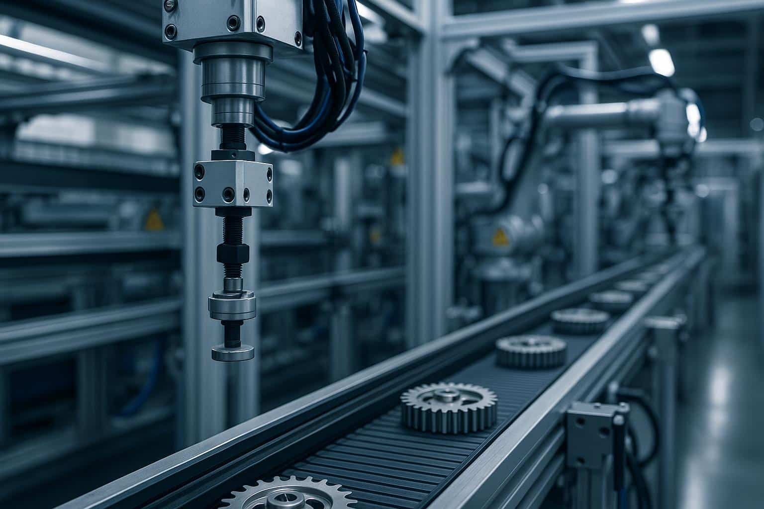 Automated machinery operating efficiently in a modern factory automation setting