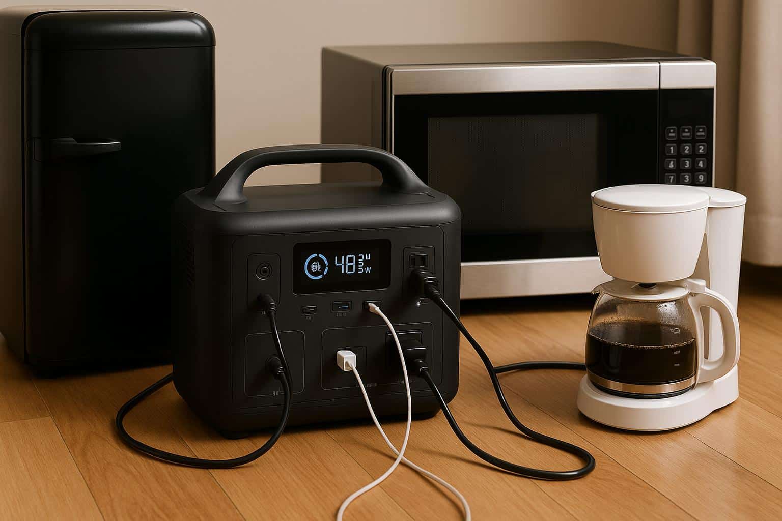 Portable power station powering household appliances for reliable off-grid electricity solutions