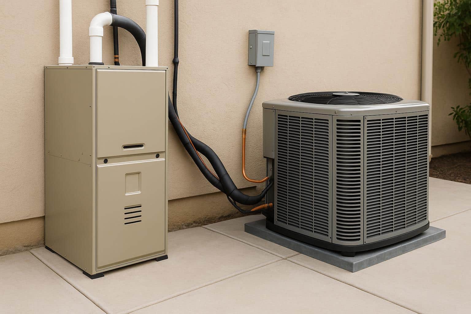 Modern heating system being installed by technician in a residential home for energy efficiency