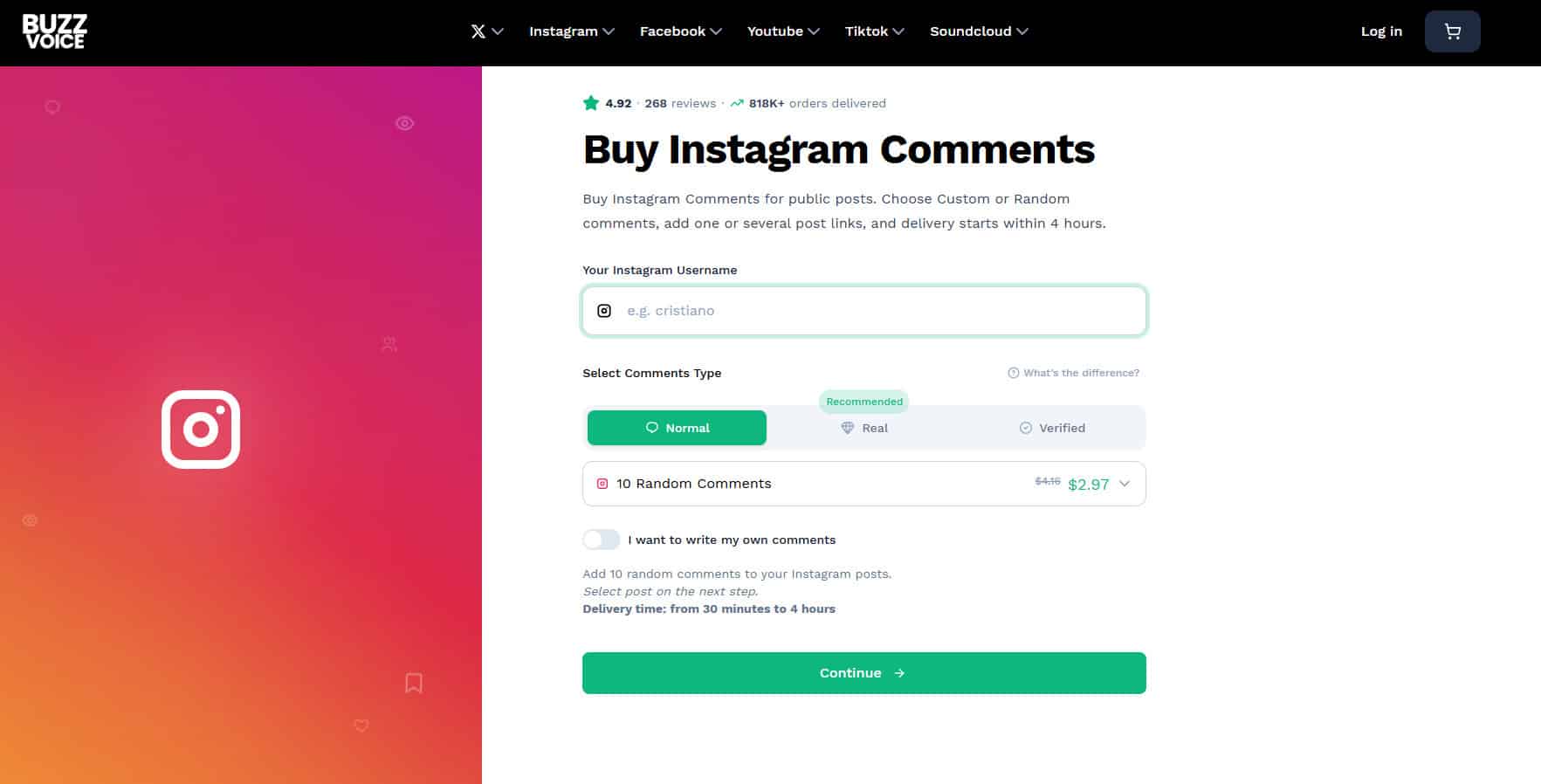 Image 1 of How To Buy Instagram Comments from BuzzVoice
