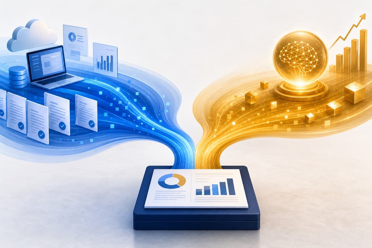 Two financial streams representing software revenue and an investment gain