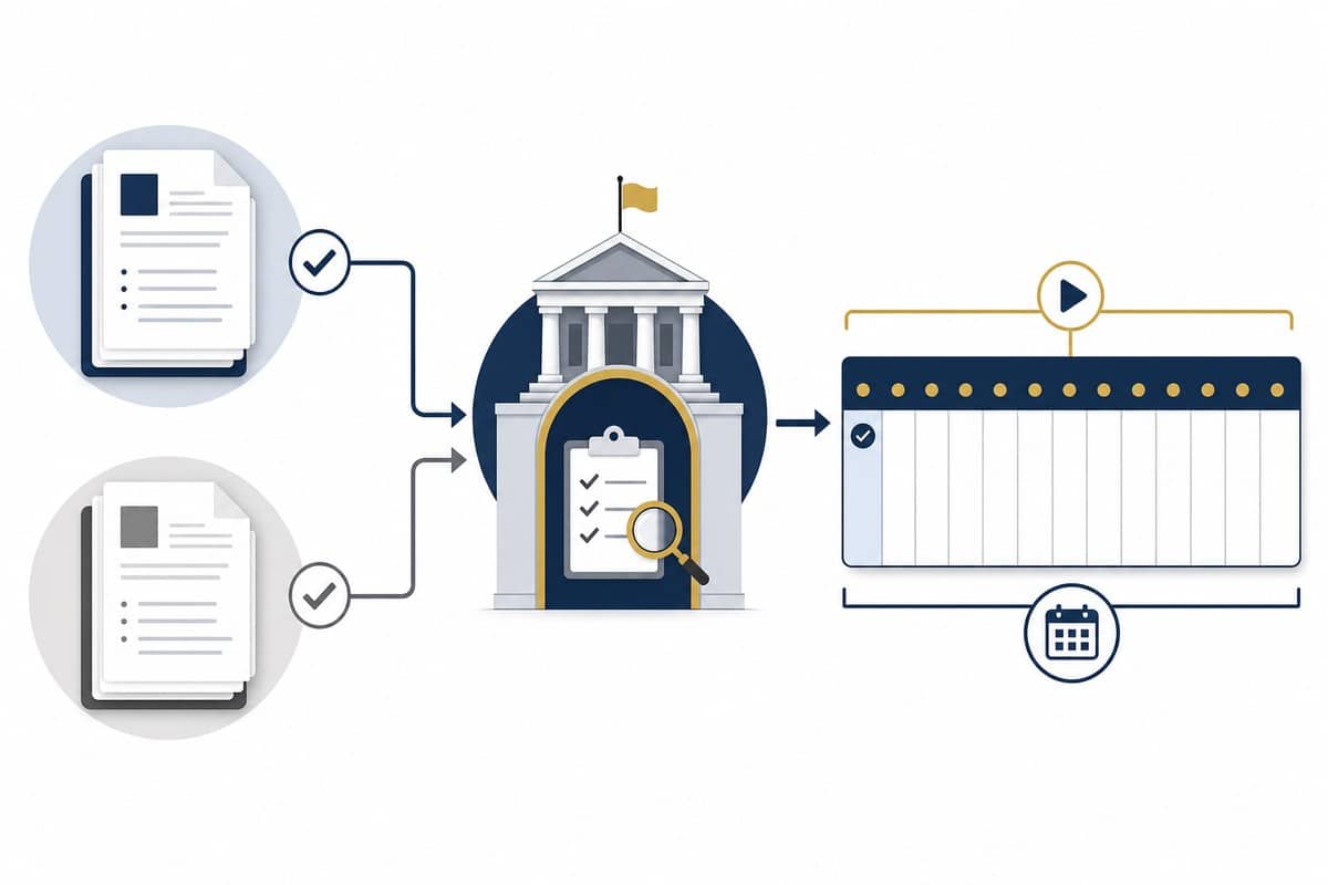 Diagram showing both merger parties completing information requests before a 30-day review period begins.