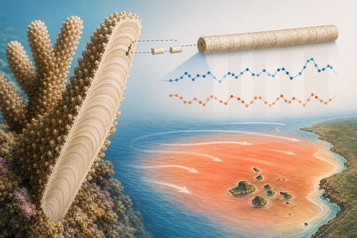 Coral growth bands connected to changing warm-water conditions in the eastern tropical Pacific.