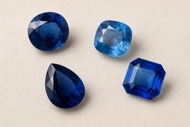Various shades of Neelam gemstones displaying unique color variations and patterns