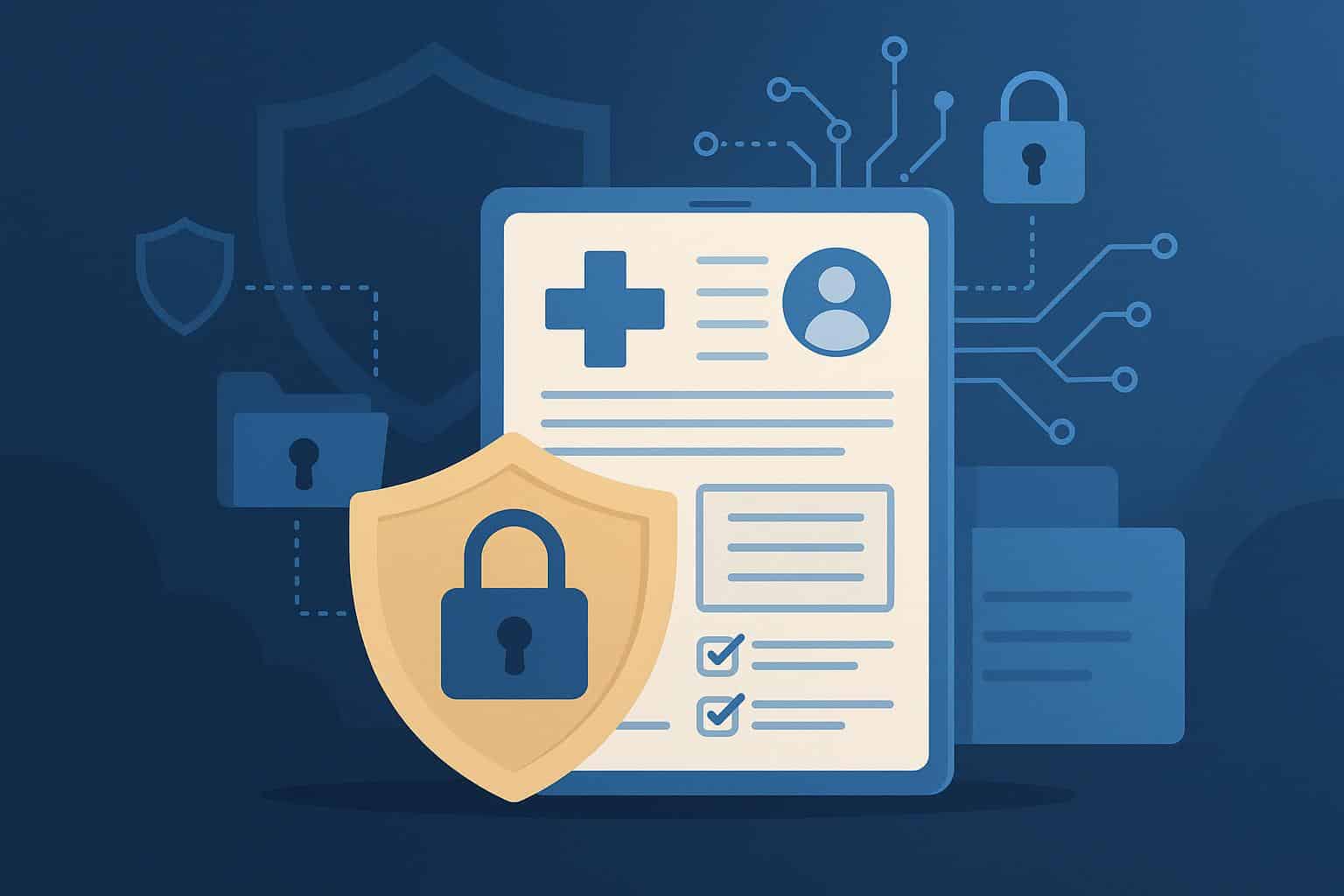 Encrypted digital files and secure login interface protecting electronic patient records