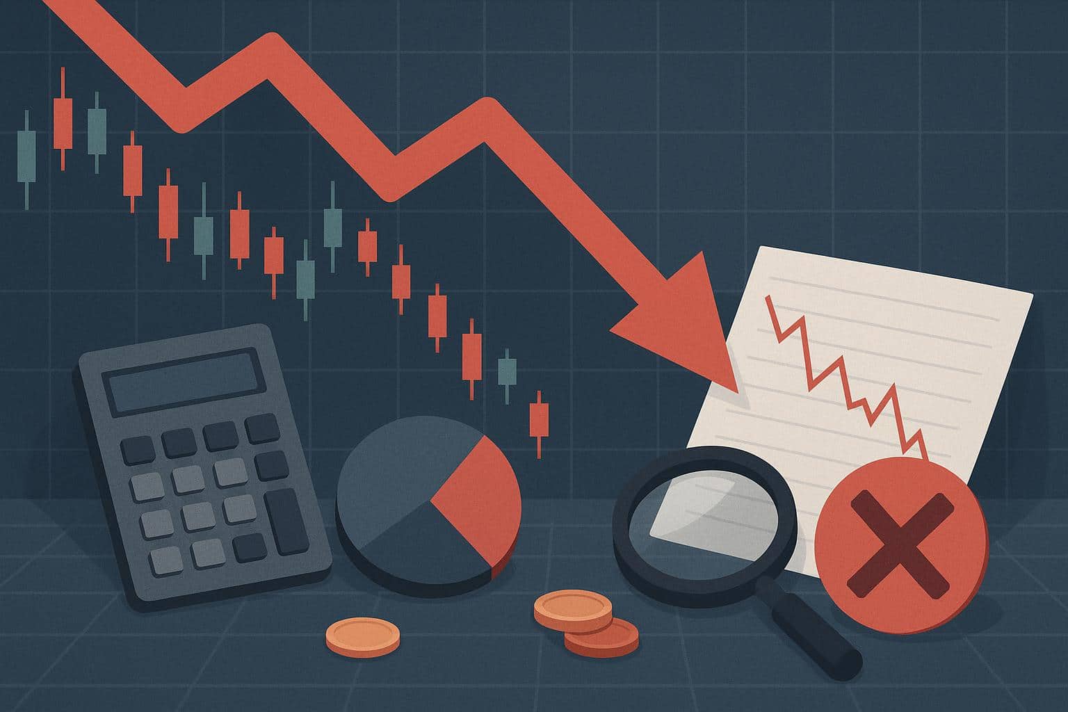 Stock trading chart showing sharp losses, illustrating traders facing prop firm drawdowns