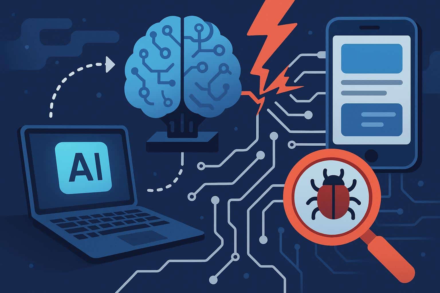 Artificial intelligence generating mobile apps with code snippets and progress indicators