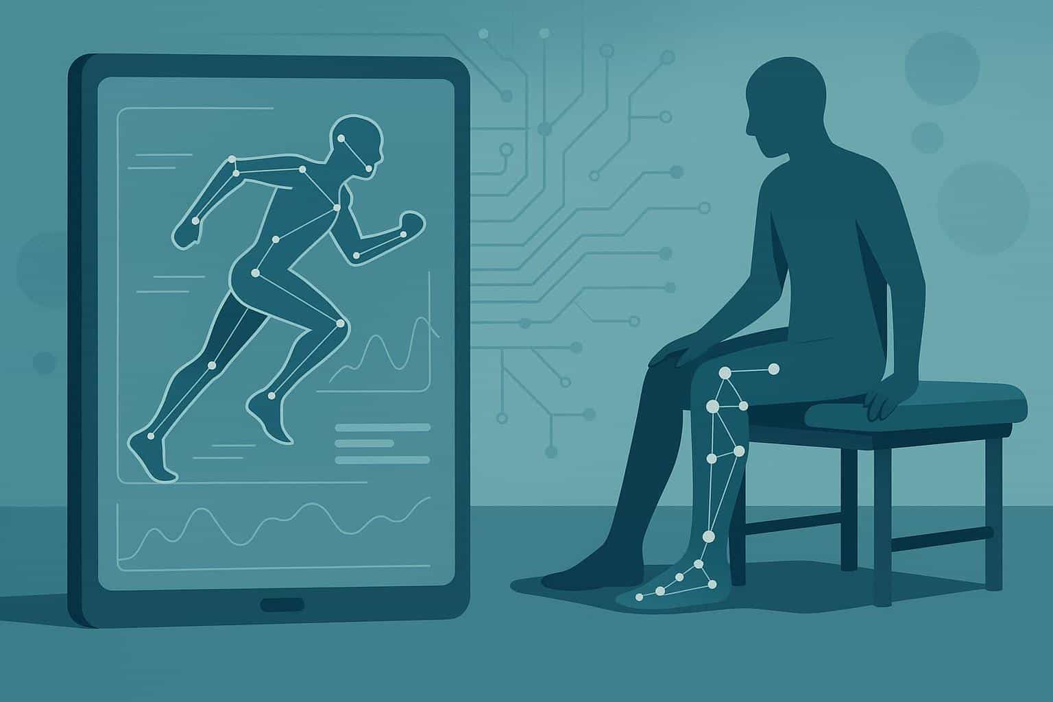 Wearable sensors and motion-tracking devices monitoring athlete movement during sports rehabilitation