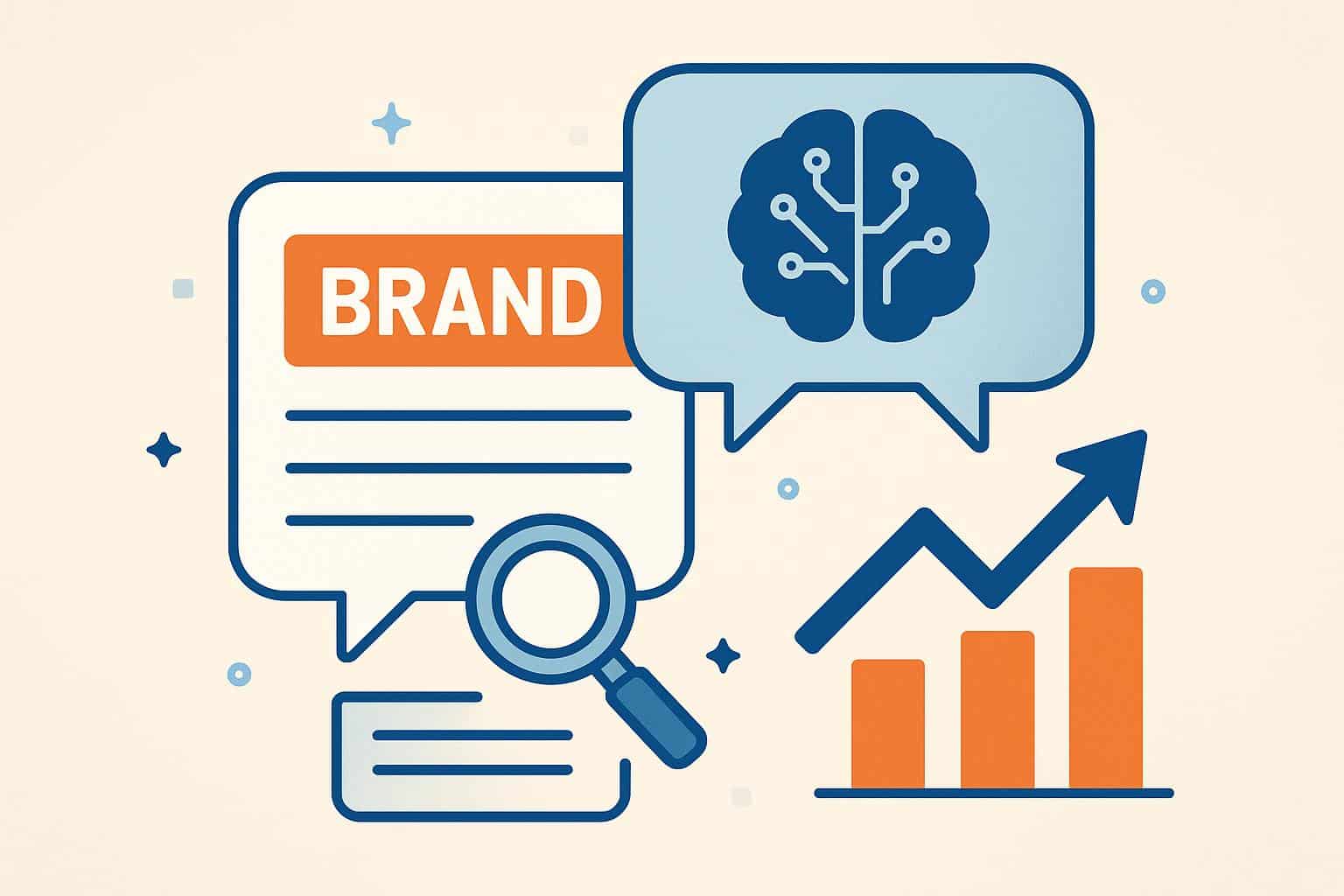 Brand logo integrating with AI-generated answers on digital search results platforms