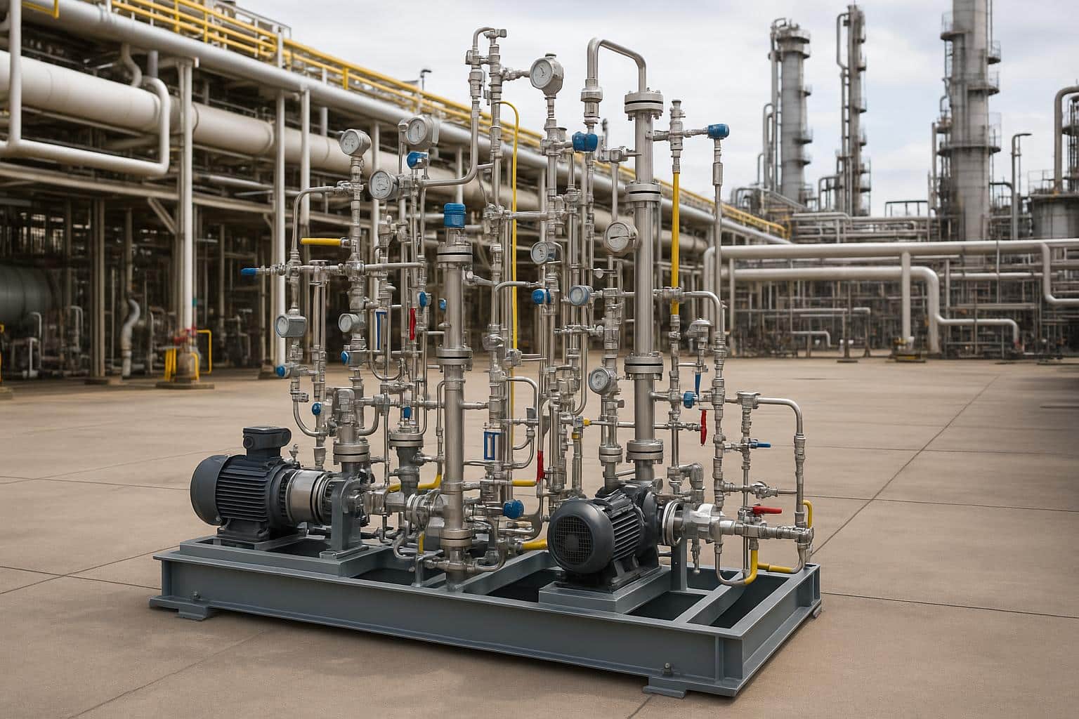 Custom-engineered process skids designed by Sharp Eagle for industrial plant integration