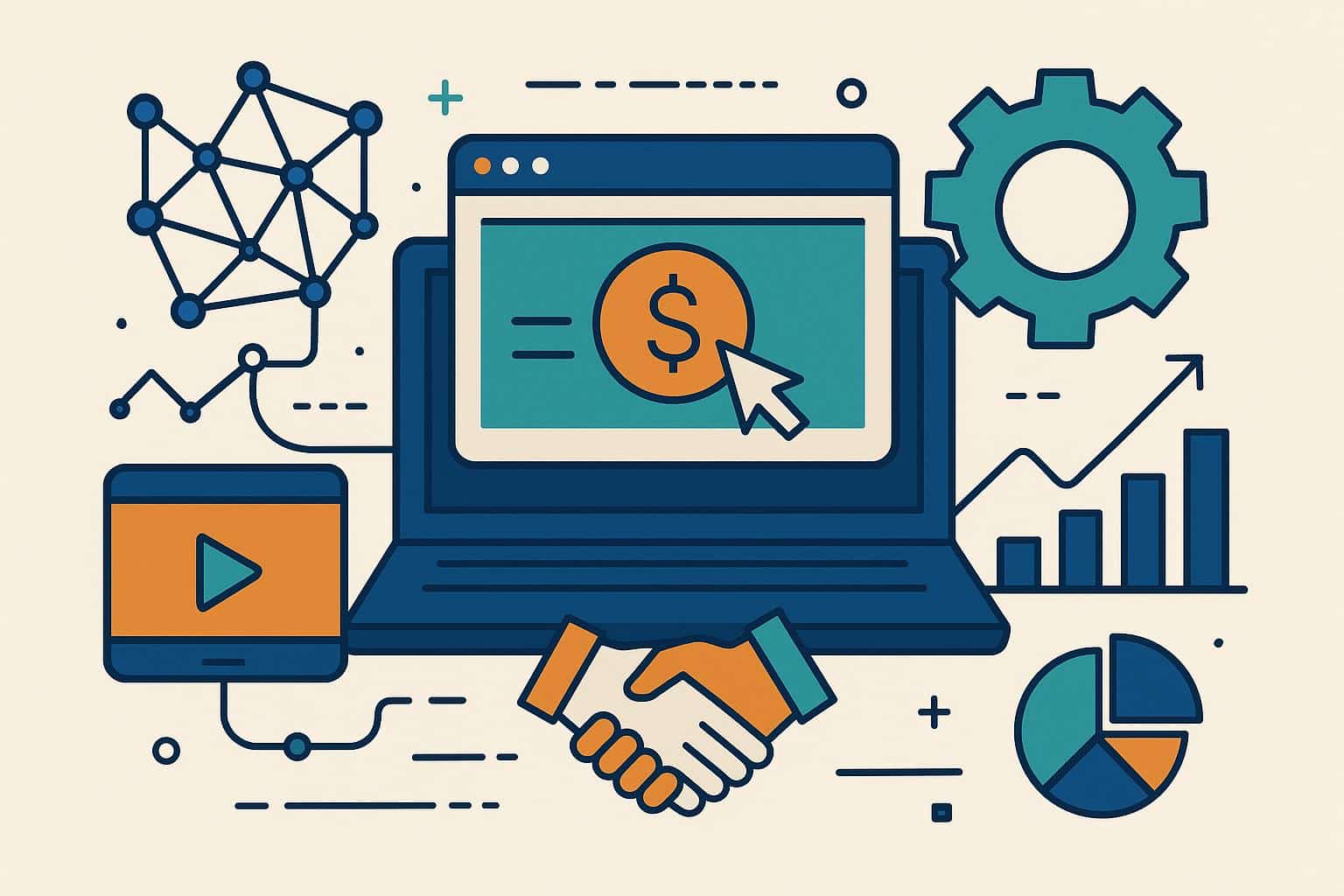 Digital affiliate marketing platforms and brand partnerships illustration for industry trends