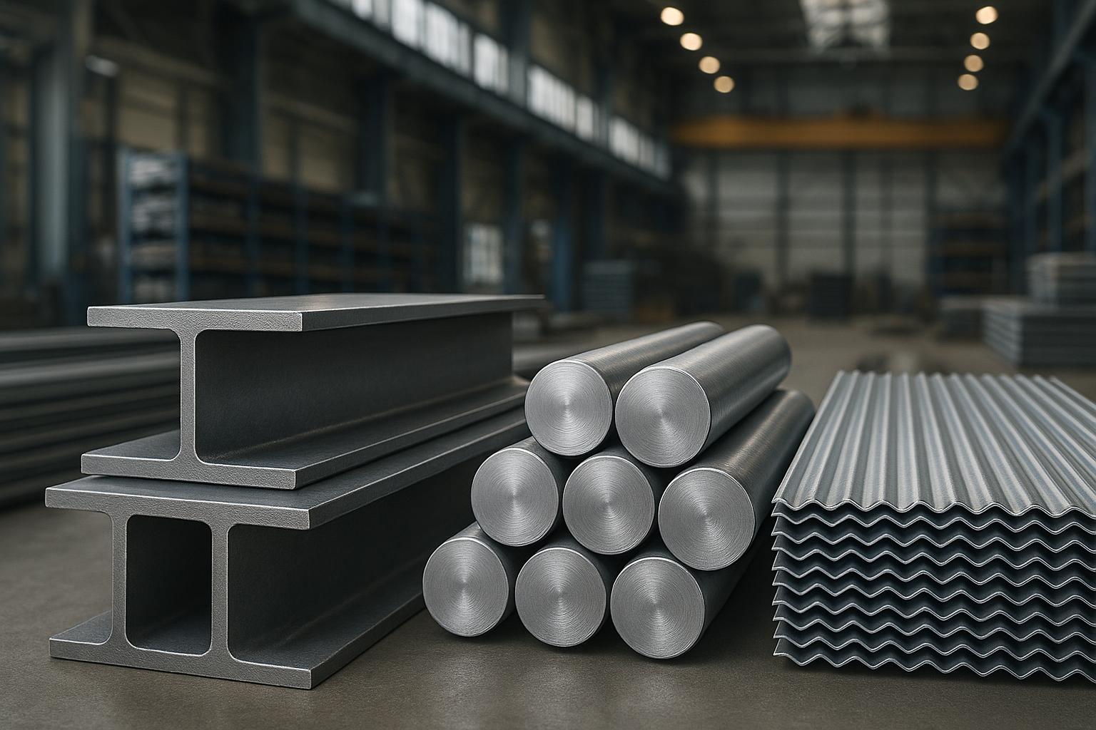 Assorted SVC steel products displayed in a warehouse, highlighting their market relevance