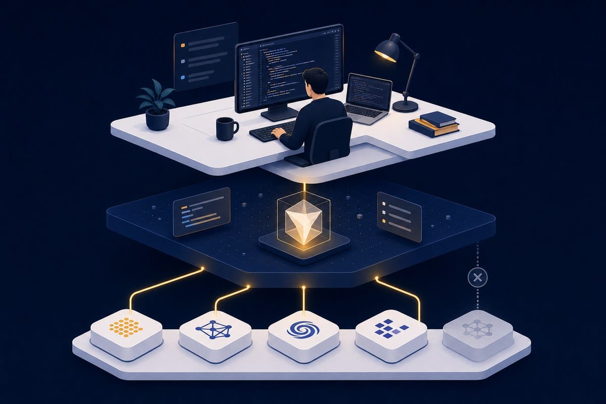 Conceptual AI coding tool connected to several model providers