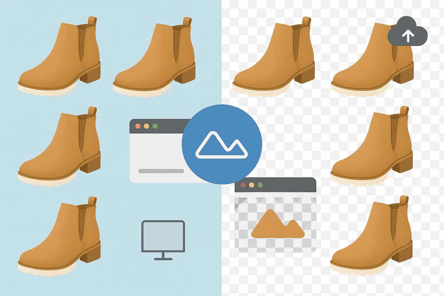 Product photos with backgrounds removed using top AI background remover tools for bulk editing