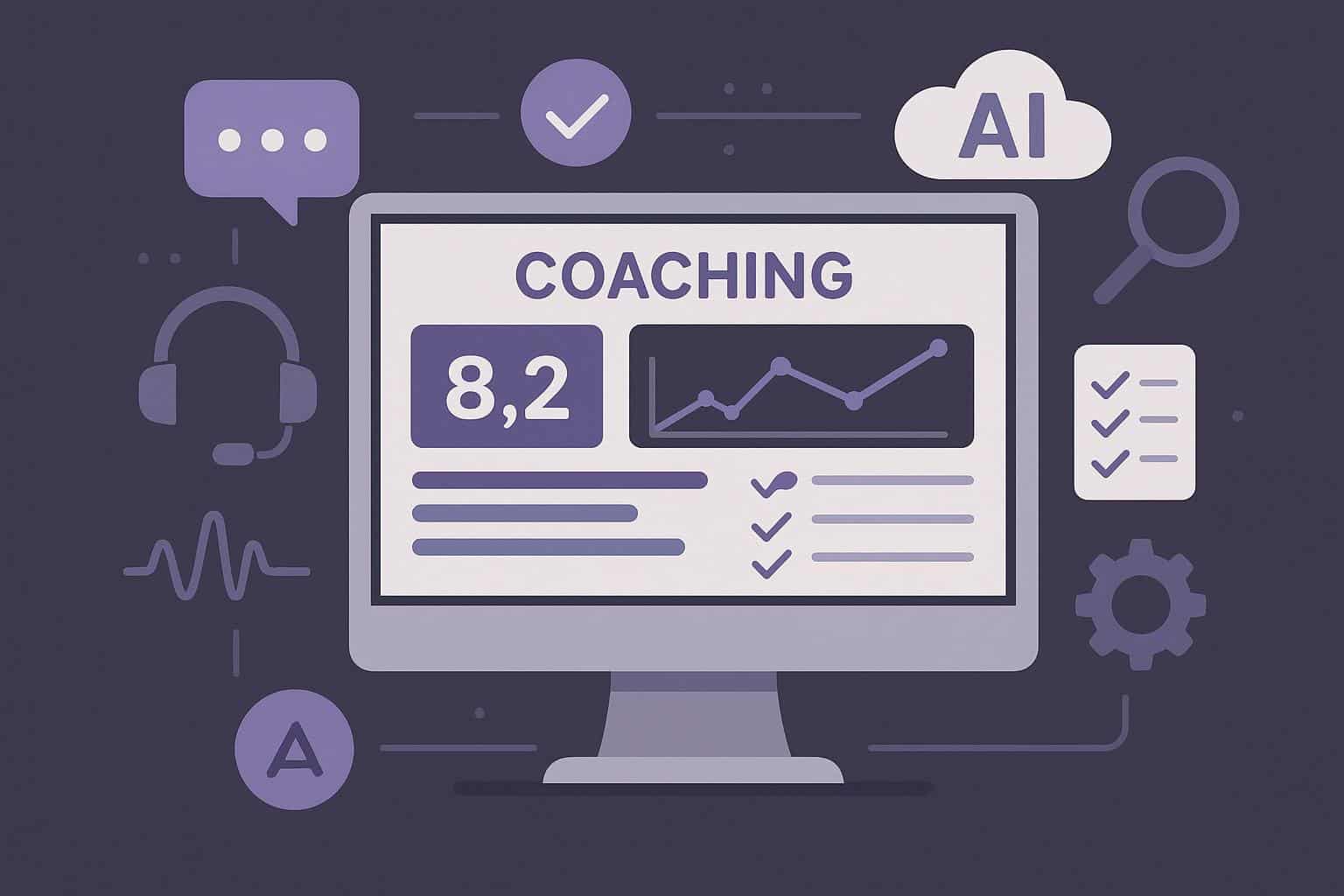 AI-powered call center coaching software dashboard with performance analytics and QA review tools