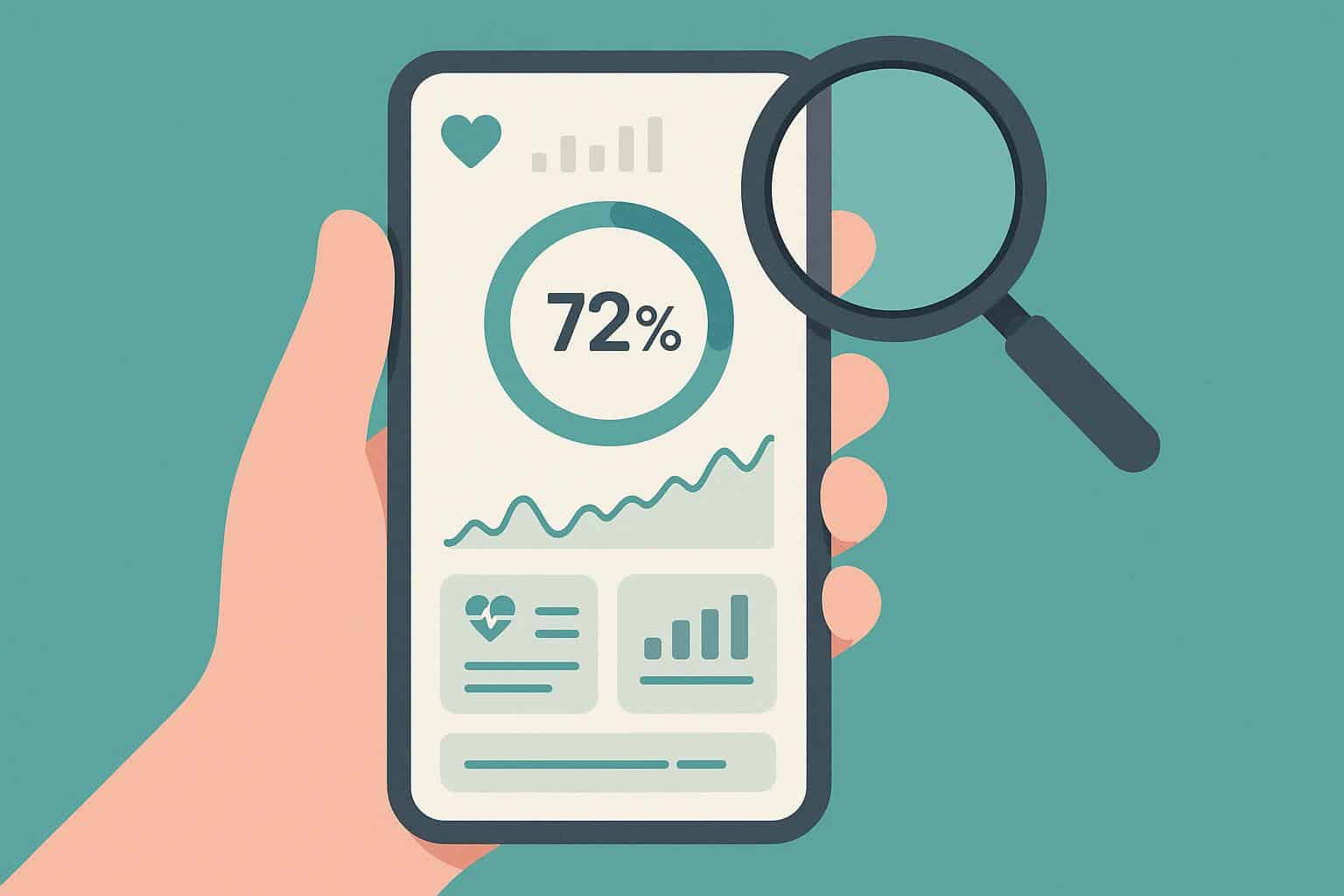 Health app dashboard displaying progress charts, statistics, and wellness tracking features