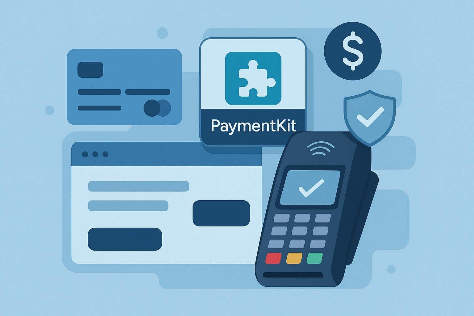 PaymentKit integration in online transaction workflow with secure digital payment icons shown