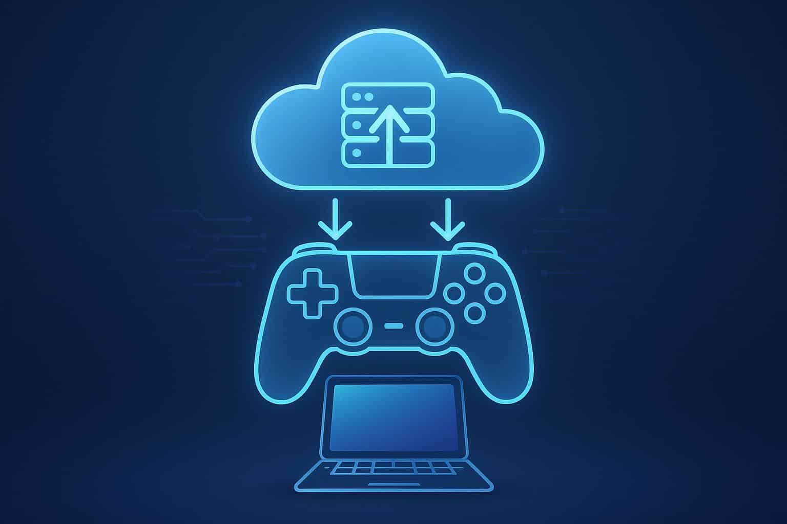 Cloud gaming concept with digital devices streaming video games over the internet