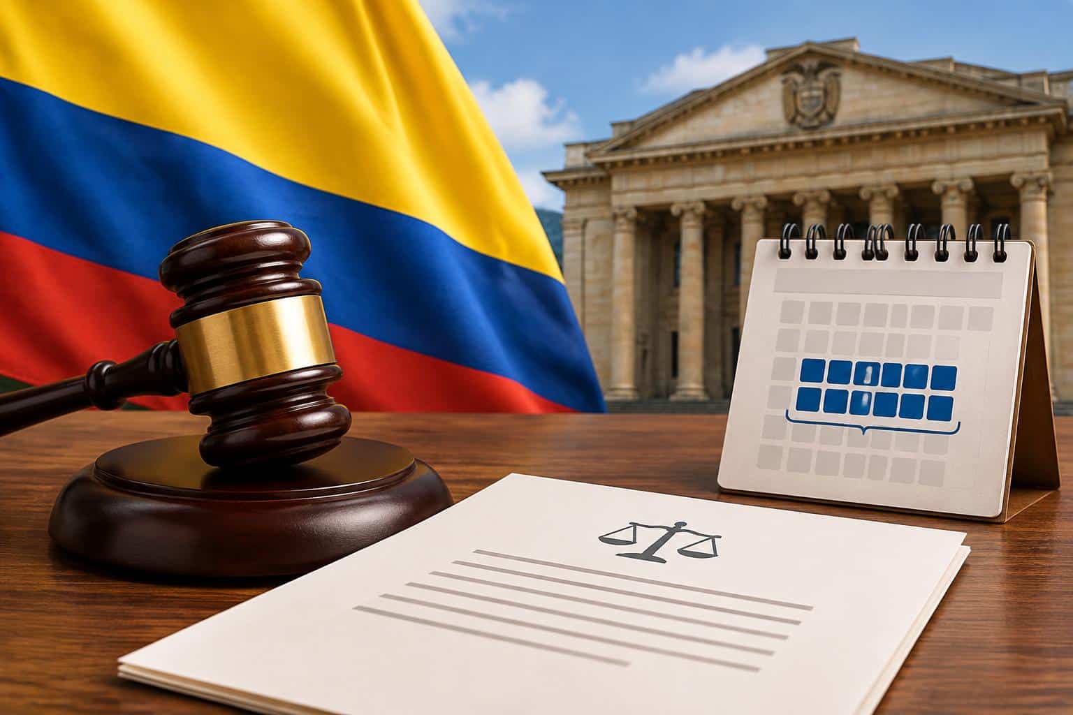 Colombian courthouse juridical papers illustrating tutela process and legal ruling procedures