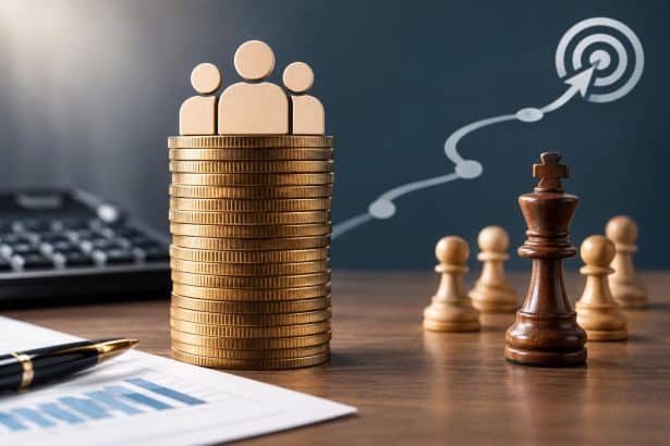 Workforce strategy and labor cost management concept with charts, graphs, and financial documents