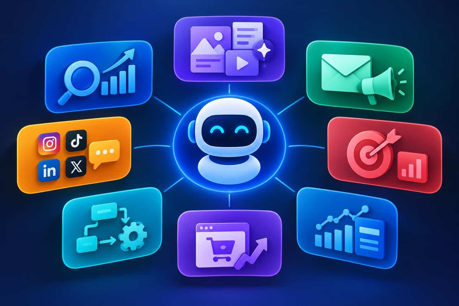 Top AI marketing agent platforms comparison chart, divided by platform type for marketers