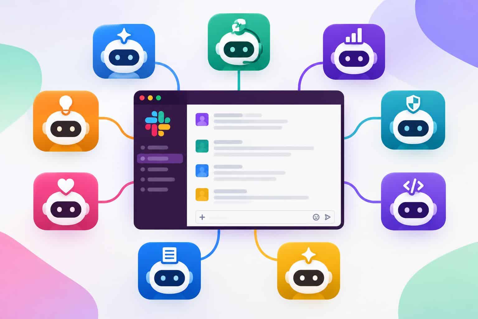 Top Slack-integrated AI agents collaborating in a digital workspace for productivity enhancement