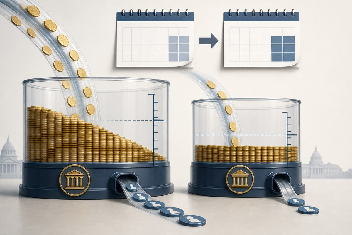 Two reserve tanks with separate inflows and outflows, showing one reaching a lower level before the other.